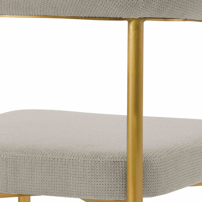 Shannon Dining Chair with Gold Brushed Stainless Steel and Taupe Fabric - Set of 2