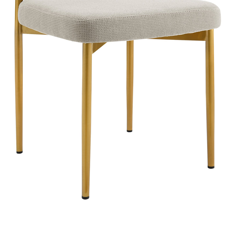 Shannon Dining Chair with Gold Brushed Stainless Steel and Taupe Fabric - Set of 2 - Furniture City (CA)l