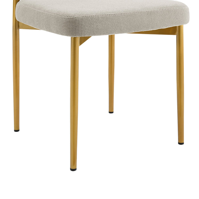 Shannon Dining Chair with Gold Brushed Stainless Steel and Taupe Fabric - Set of 2