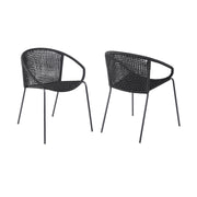 Snack Indoor Outdoor Stackable Steel Dining Chair with Black Rope - Set of 2 - Furniture City (CA)l