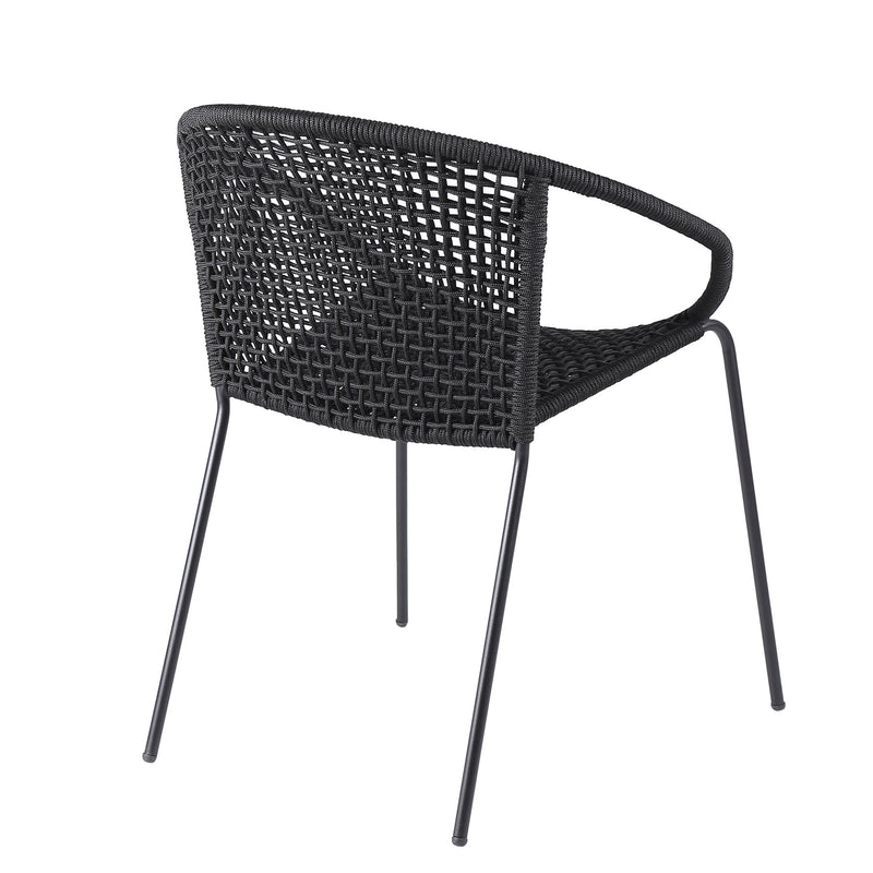 Snack Indoor Outdoor Stackable Steel Dining Chair with Black Rope - Set of 2 - Furniture City (CA)l