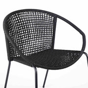 Snack Indoor Outdoor Stackable Steel Dining Chair with Black Rope - Set of 2 - Furniture City (CA)l