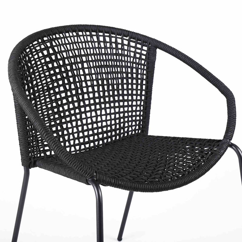 Snack Indoor Outdoor Stackable Steel Dining Chair with Black Rope - Set of 2 - Furniture City (CA)l