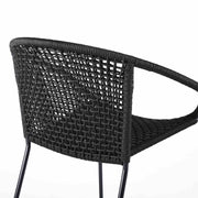 Snack Indoor Outdoor Stackable Steel Dining Chair with Black Rope - Set of 2 - Furniture City (CA)l