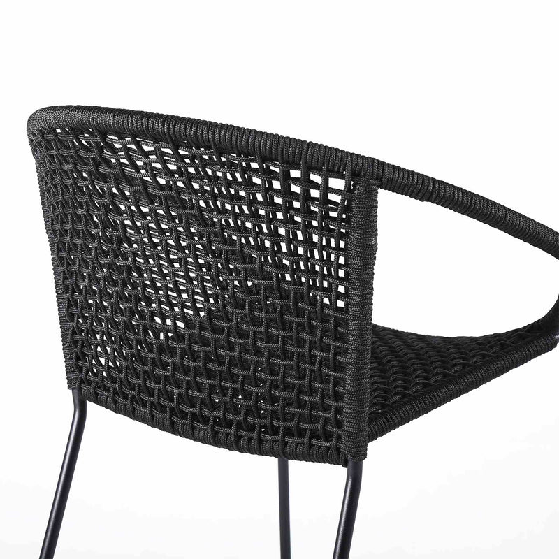Snack Indoor Outdoor Stackable Steel Dining Chair with Black Rope - Set of 2 - Furniture City (CA)l