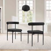 Shannon Dining Chair with Matte Black Iron and Black Fabric - Set of 2 - Furniture City (CA)l