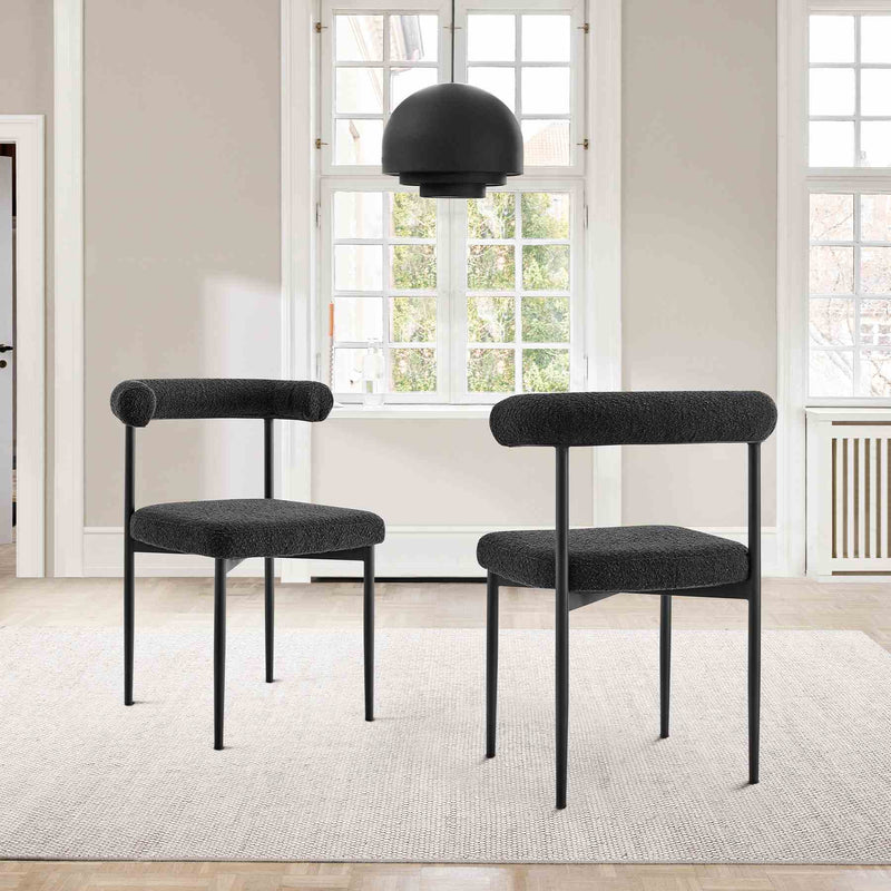 Shannon Dining Chair with Matte Black Iron and Black Fabric - Set of 2 - Furniture City (CA)l