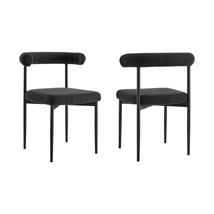 Shannon Dining Chair with Matte Black Iron and Black Fabric - Set of 2