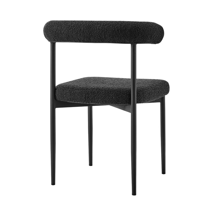 Shannon Dining Chair with Matte Black Iron and Black Fabric - Set of 2