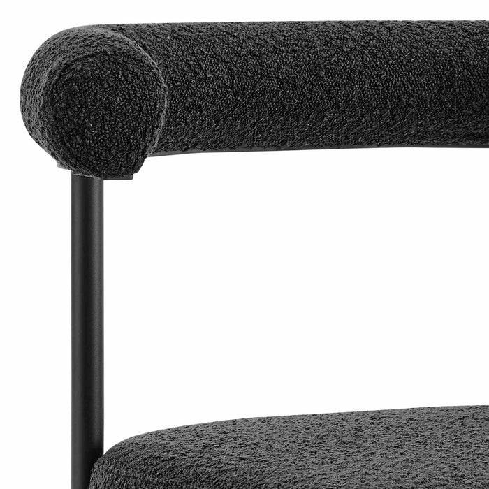 Shannon Dining Chair with Matte Black Iron and Black Fabric - Set of 2