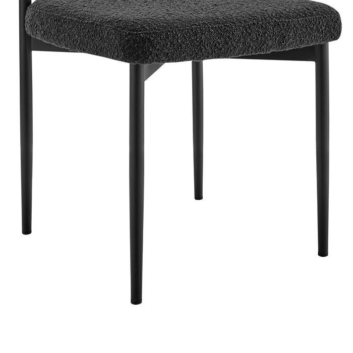 Shannon Dining Chair with Matte Black Iron and Black Fabric - Set of 2
