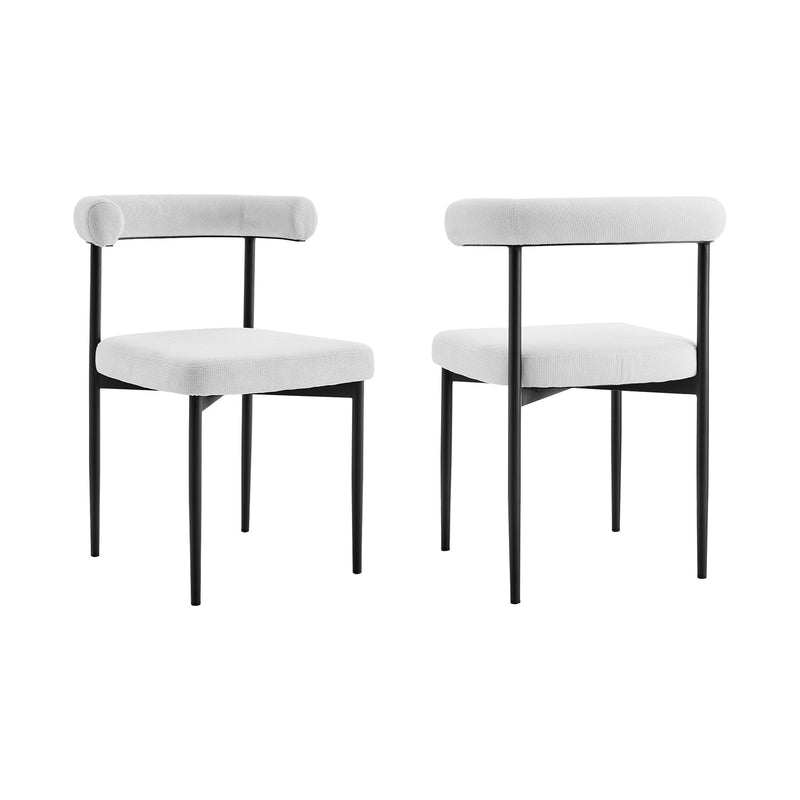 Shannon Dining Chair with Matte Black Iron and Cream Fabric - Set of 2 - Furniture City (CA)l
