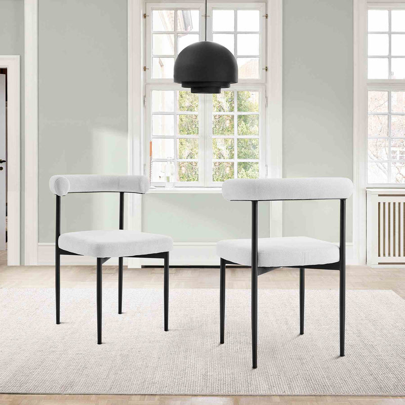 Shannon Dining Chair with Matte Black Iron and Cream Fabric - Set of 2 - Furniture City (CA)l