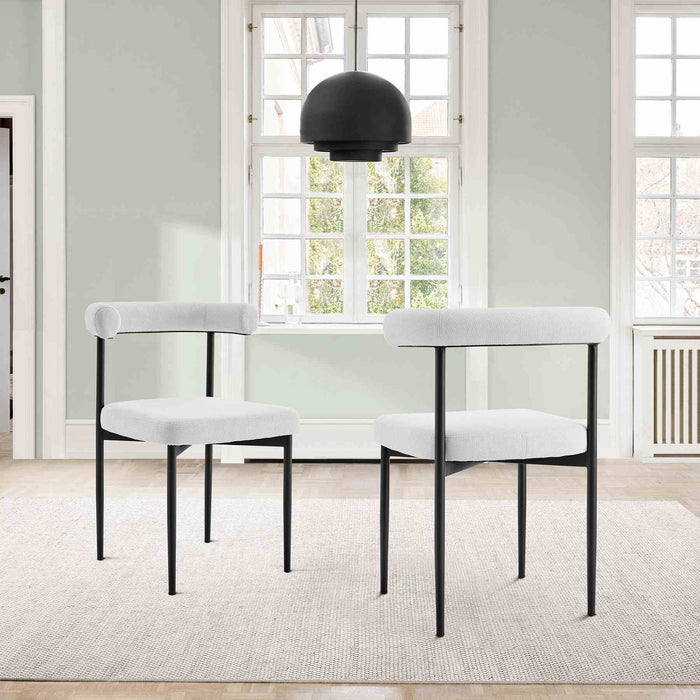 Shannon Dining Chair with Matte Black Iron and Cream Fabric - Set of 2