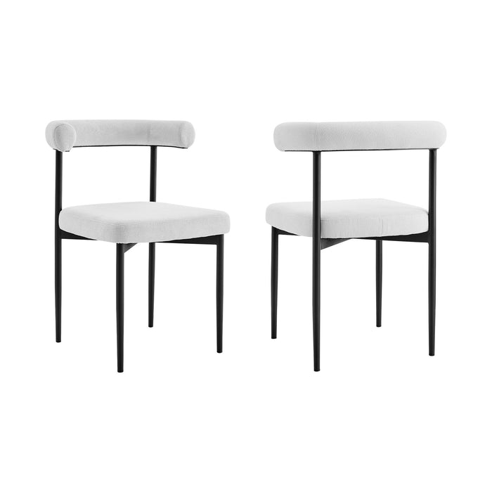 Shannon Dining Chair with Matte Black Iron and Cream Fabric - Set of 2