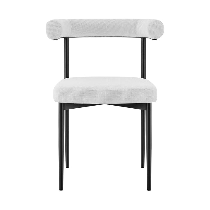 Shannon Dining Chair with Matte Black Iron and Cream Fabric - Set of 2