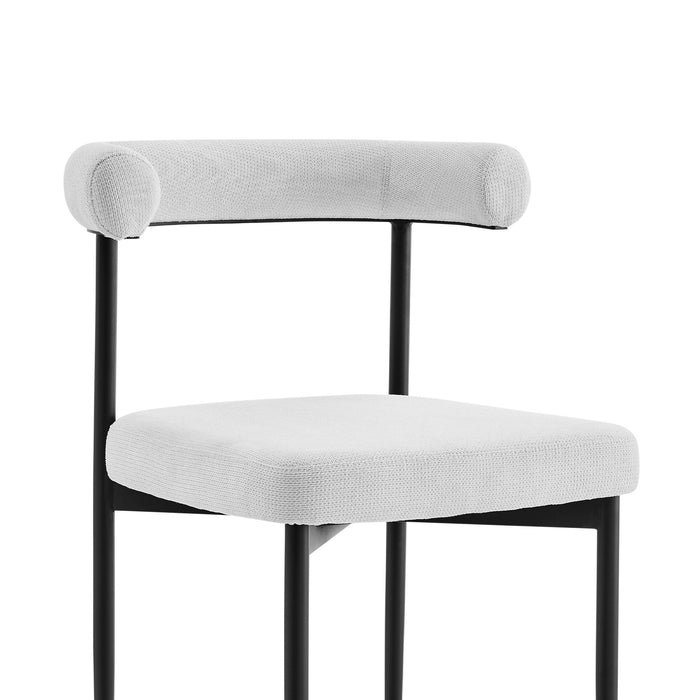 Shannon Dining Chair with Matte Black Iron and Cream Fabric - Set of 2