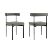 Shannon Dining Chair with Matte Black Iron and Light Gray Faux Leather - Set of 2 - Furniture City (CA)l