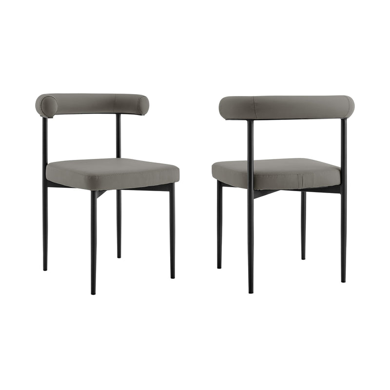 Shannon Dining Chair with Matte Black Iron and Light Gray Faux Leather - Set of 2 - Furniture City (CA)l