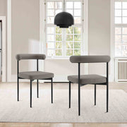 Shannon Dining Chair with Matte Black Iron and Light Gray Faux Leather - Set of 2 - Furniture City (CA)l