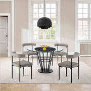 Shannon Dining Chair with Matte Black Iron and Light Gray Faux Leather - Set of 2 - Furniture City (CA)l