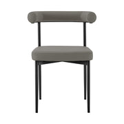 Shannon Dining Chair with Matte Black Iron and Light Gray Faux Leather - Set of 2 - Furniture City (CA)l