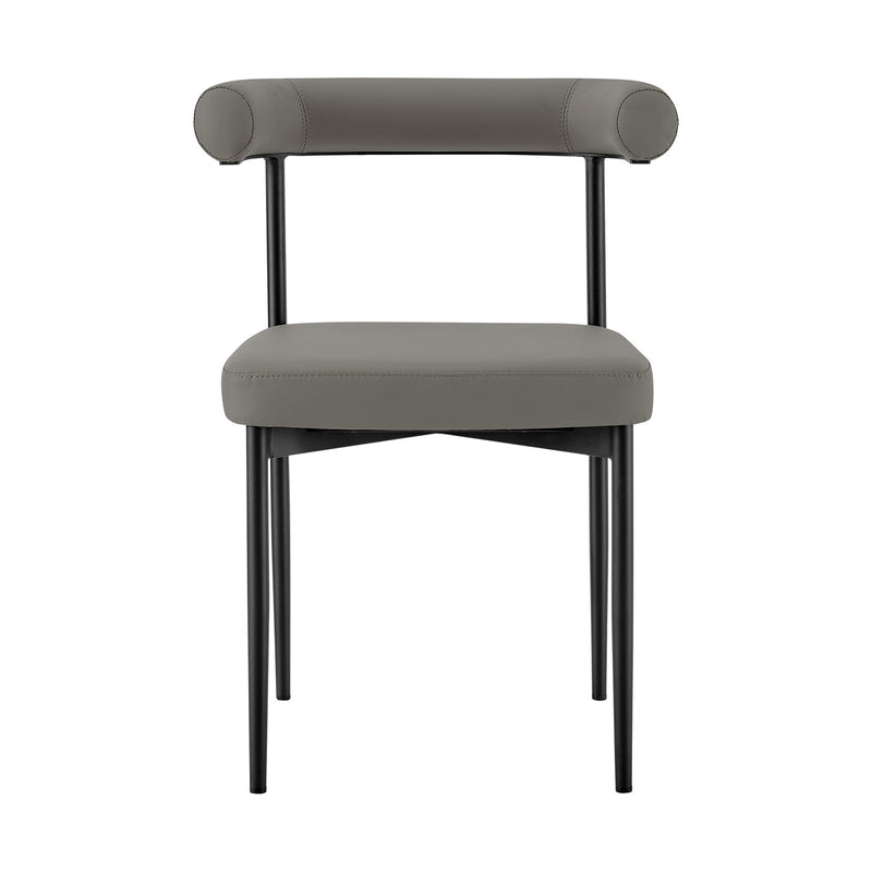 Shannon Dining Chair with Matte Black Iron and Light Gray Faux Leather - Set of 2 - Furniture City (CA)l