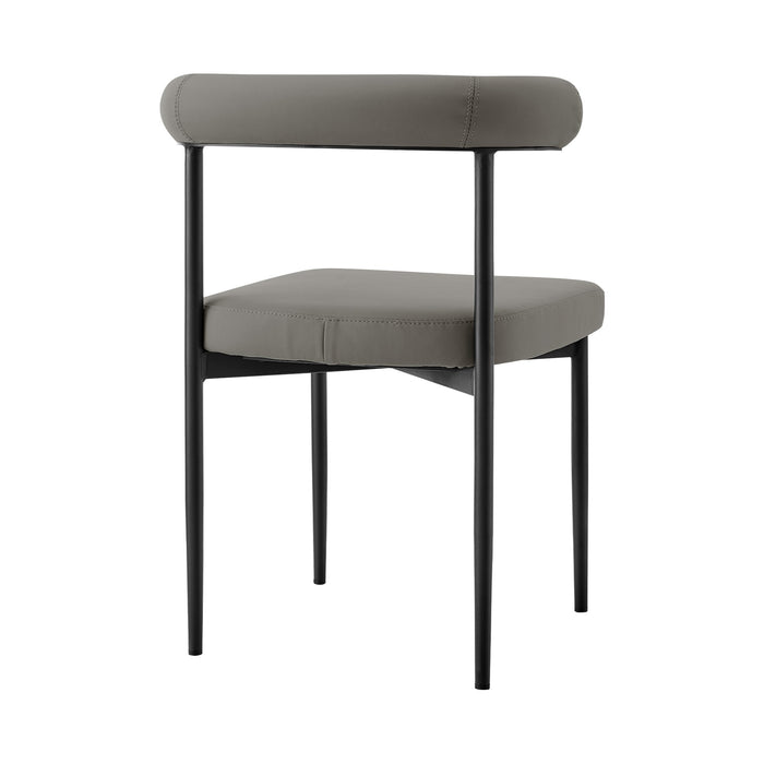 Shannon Dining Chair with Matte Black Iron and Light Gray Faux Leather - Set of 2
