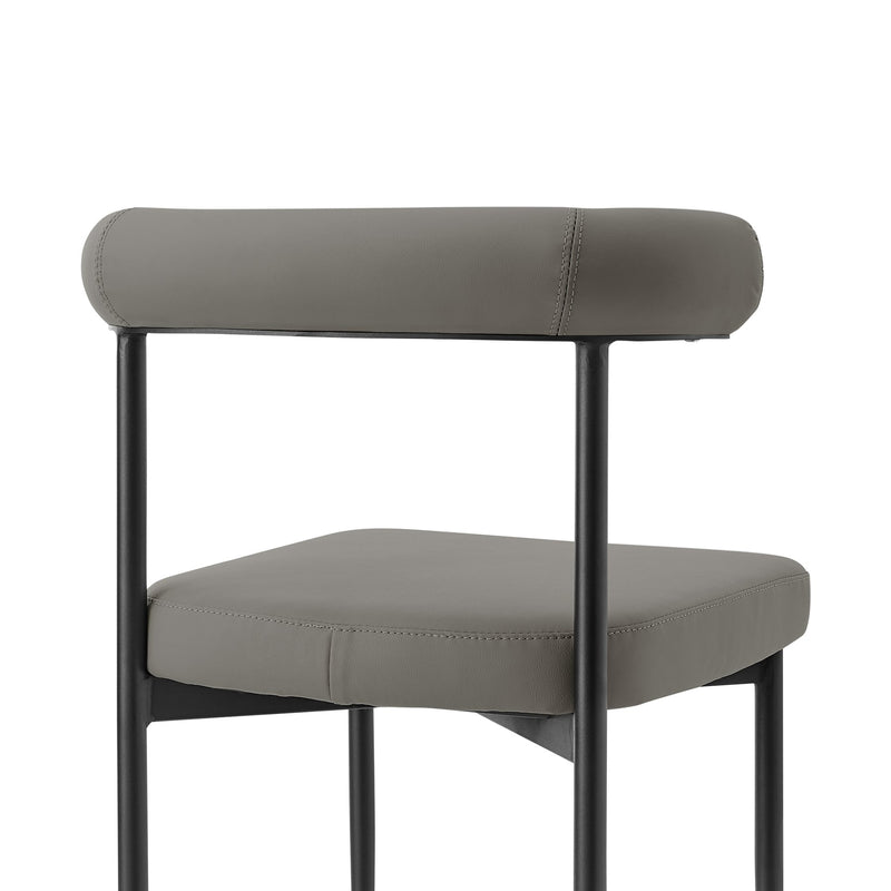 Shannon Dining Chair with Matte Black Iron and Light Gray Faux Leather - Set of 2 - Furniture City (CA)l
