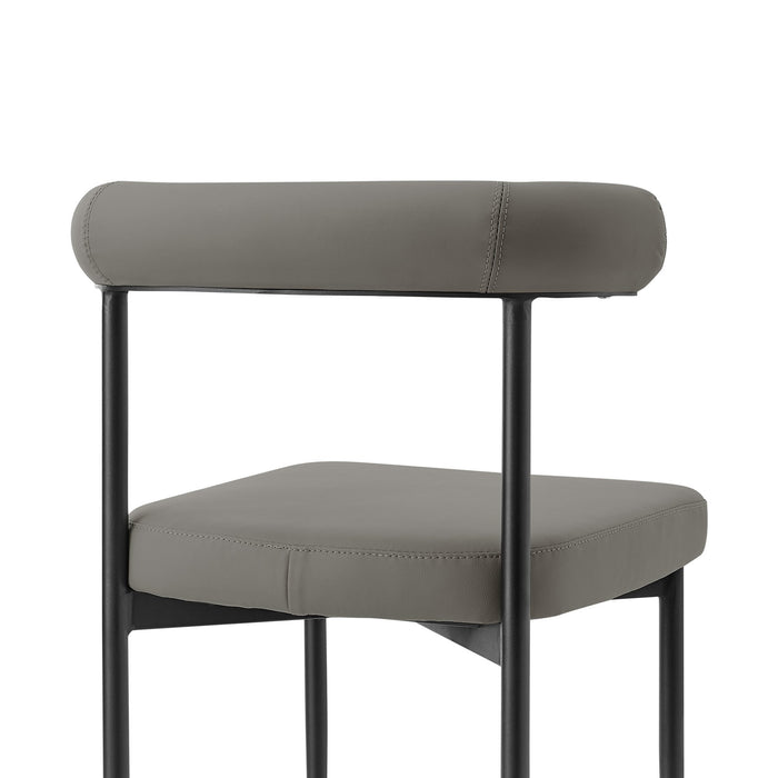 Shannon Dining Chair with Matte Black Iron and Light Gray Faux Leather - Set of 2