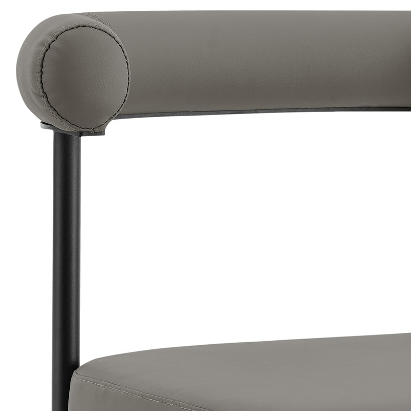 Shannon Dining Chair with Matte Black Iron and Light Gray Faux Leather - Set of 2 - Furniture City (CA)l
