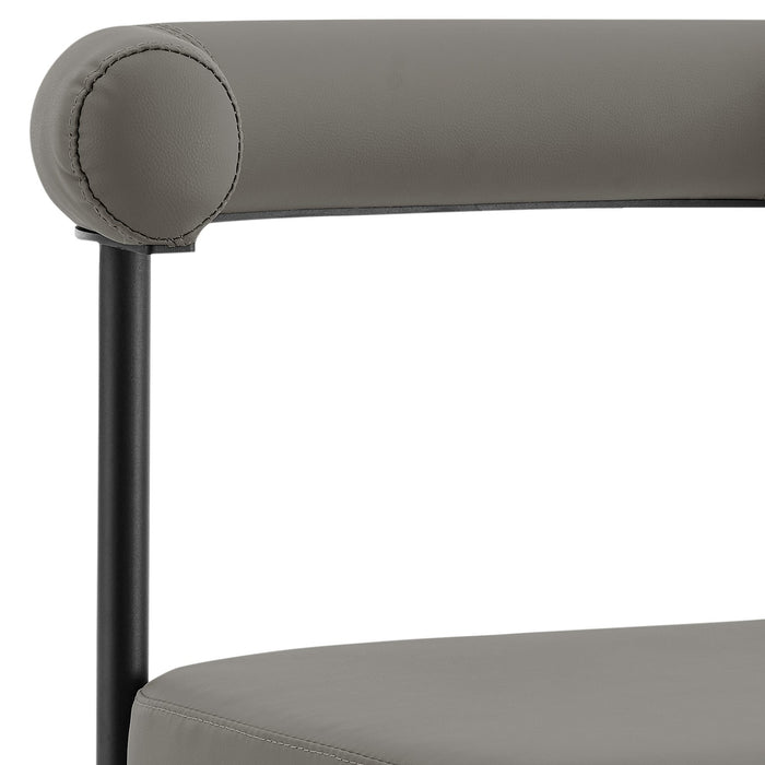 Shannon Dining Chair with Matte Black Iron and Light Gray Faux Leather - Set of 2