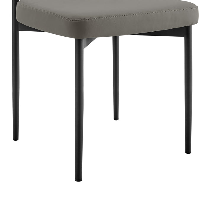 Shannon Dining Chair with Matte Black Iron and Light Gray Faux Leather - Set of 2