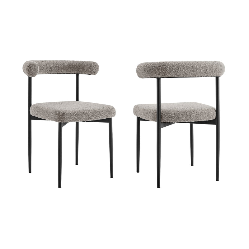 Shannon Dining Chair with Matte Black Iron and Thundercloud Gray Fabric - Set of 2 - Furniture City (CA)l