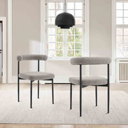 Shannon Dining Chair with Matte Black Iron and Thundercloud Gray Fabric - Set of 2 - Furniture City (CA)l