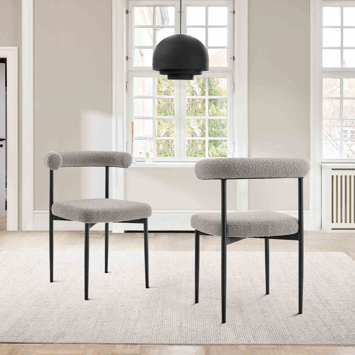 Shannon Dining Chair with Matte Black Iron and Thundercloud Gray Fabric - Set of 2