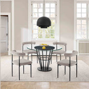 Shannon Dining Chair with Matte Black Iron and Thundercloud Gray Fabric - Set of 2 - Furniture City (CA)l