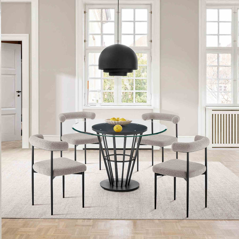 Shannon Dining Chair with Matte Black Iron and Thundercloud Gray Fabric - Set of 2 - Furniture City (CA)l