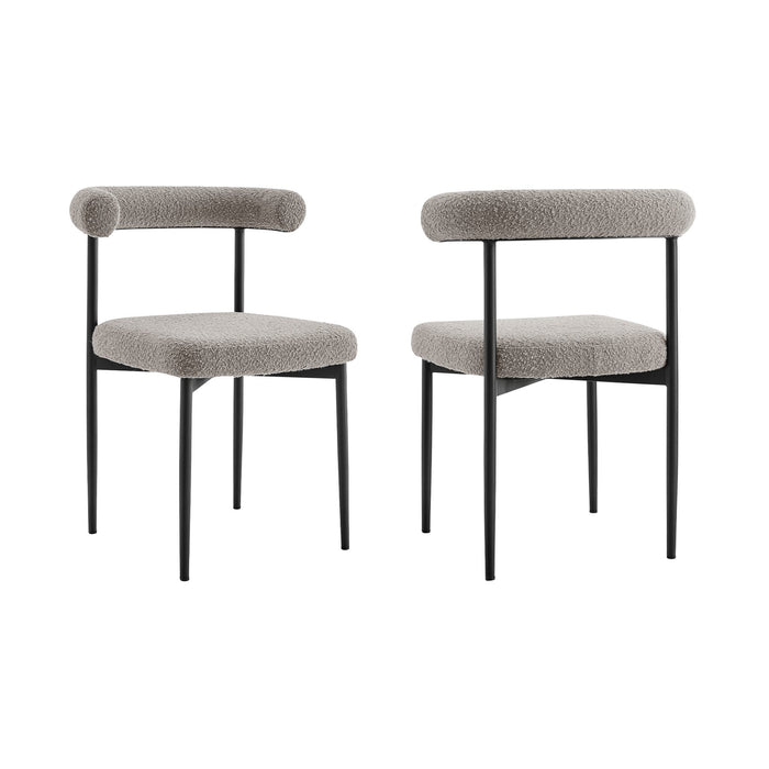 Shannon Dining Chair with Matte Black Iron and Thundercloud Gray Fabric - Set of 2