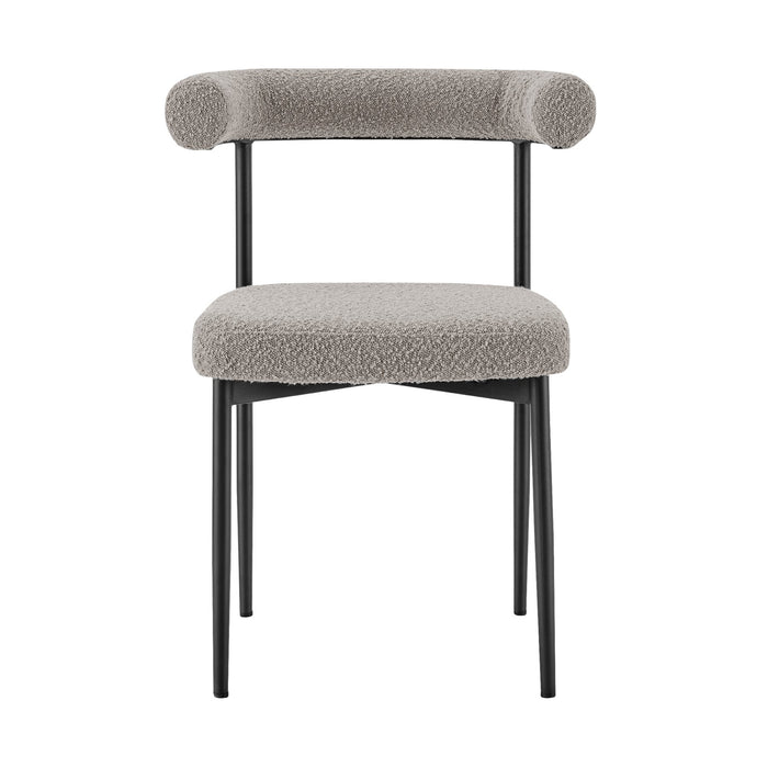 Shannon Dining Chair with Matte Black Iron and Thundercloud Gray Fabric - Set of 2