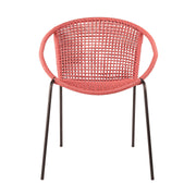 Snack Indoor Outdoor Stackable Steel Dining Chair with Brick Red Rope - Set of 2 - Furniture City (CA)l