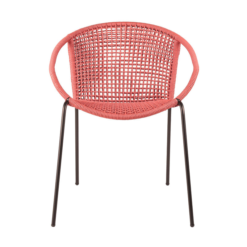 Snack Indoor Outdoor Stackable Steel Dining Chair with Brick Red Rope - Set of 2 - Furniture City (CA)l