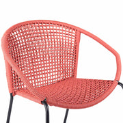 Snack Indoor Outdoor Stackable Steel Dining Chair with Brick Red Rope - Set of 2 - Furniture City (CA)l