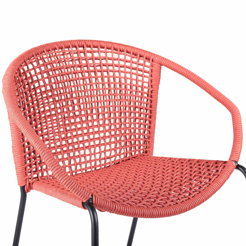 Snack Indoor Outdoor Stackable Steel Dining Chair with Brick Red Rope - Set of 2 - Furniture City (CA)l