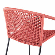 Snack Indoor Outdoor Stackable Steel Dining Chair with Brick Red Rope - Set of 2 - Furniture City (CA)l