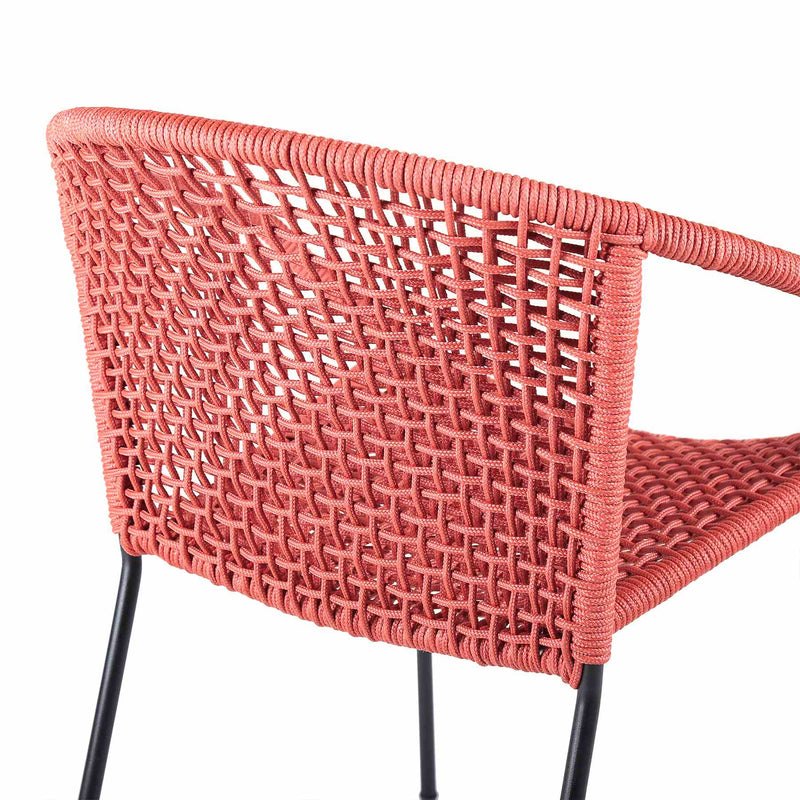 Snack Indoor Outdoor Stackable Steel Dining Chair with Brick Red Rope - Set of 2 - Furniture City (CA)l