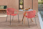 Snack Indoor Outdoor Stackable Steel Dining Chair with Brick Red Rope - Set of 2 - Furniture City (CA)l
