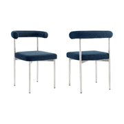 Shannon Dining Chair with Brushed Stainless Steel and Blue Fabric - Set of 2 - Furniture City (CA)l