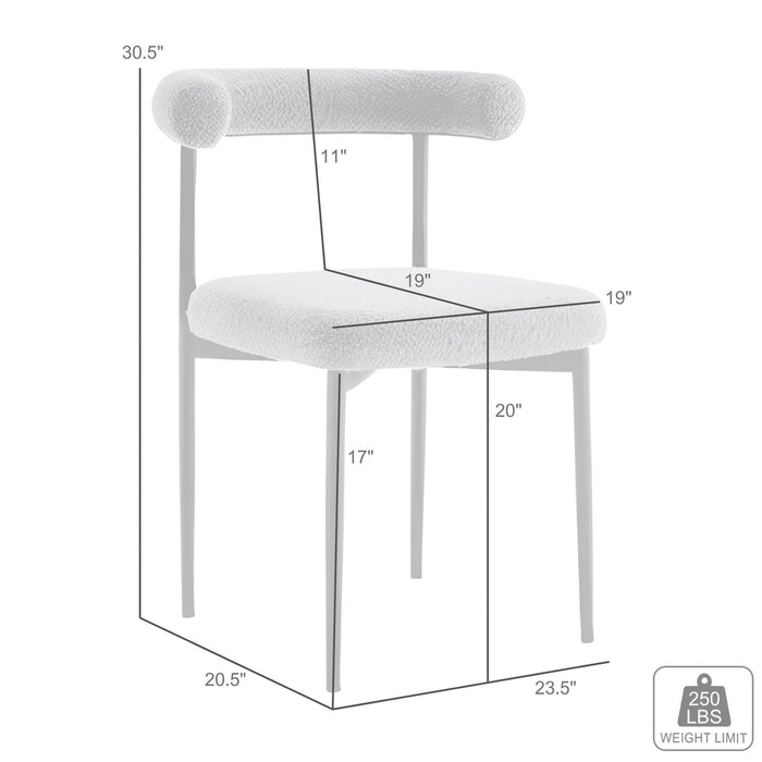 Shannon Dining Chair with Brushed Stainless Steel and Blue Fabric - Set of 2