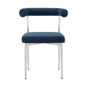 Shannon Dining Chair with Brushed Stainless Steel and Blue Fabric - Set of 2 - Furniture City (CA)l